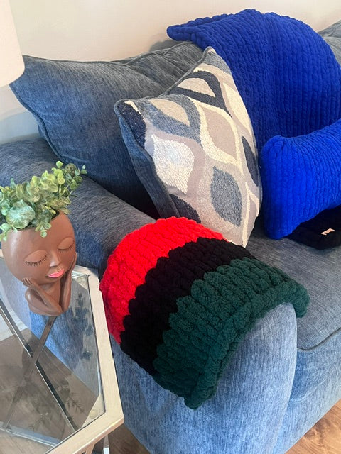 Soul Swatch™ — Chunky Finger Knit Mini Blanket | Handmade | One of a Kind | Cozy Home Decor | 12x19 | Soul Woven Blankets