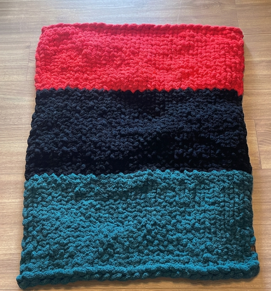 Red, Black, & Green Heritage Chunky Chenille Throw Blanket